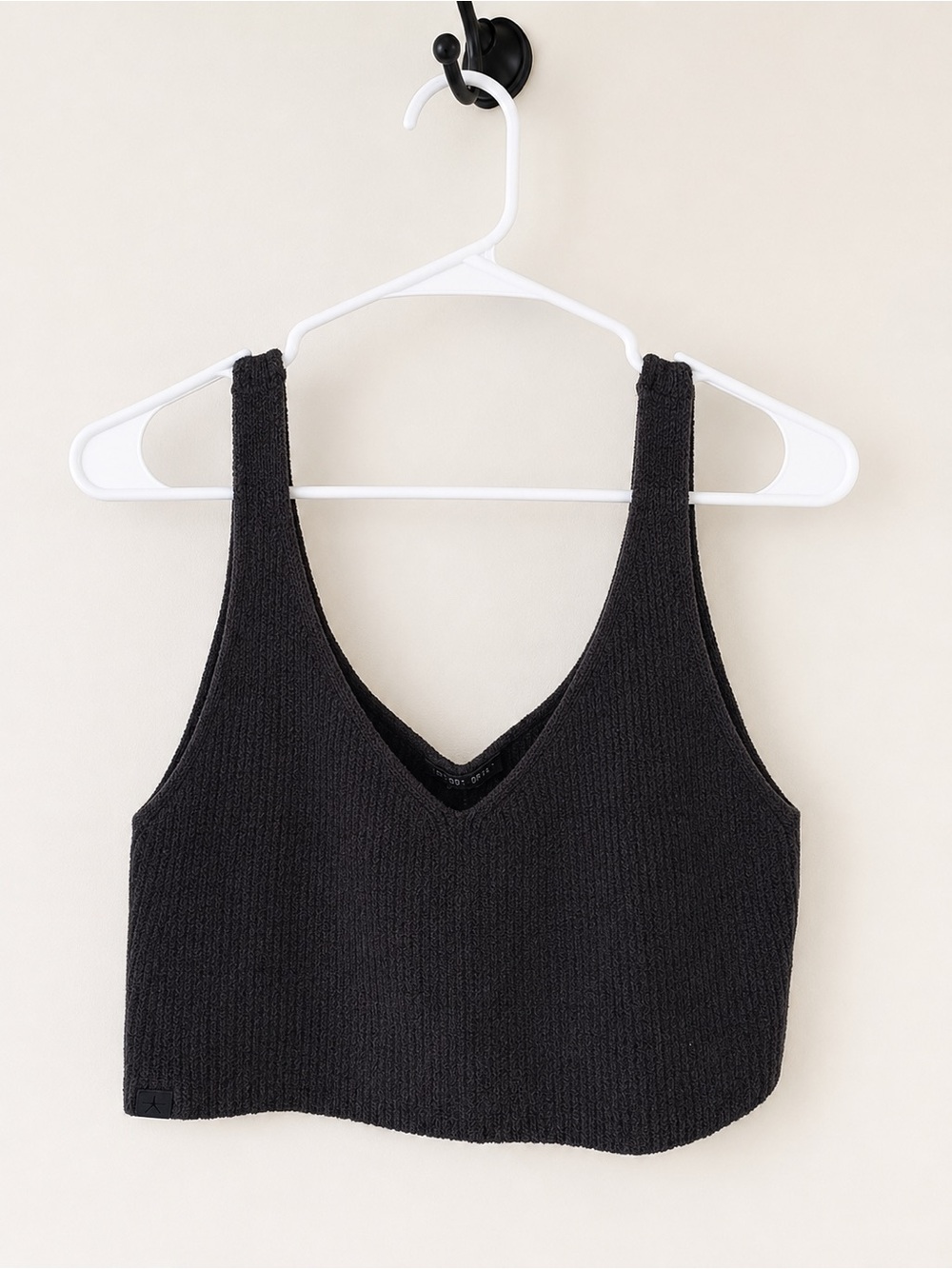 Barefoot Dreams Charcoal Grey Ribbed V-Neck Cropped Tank